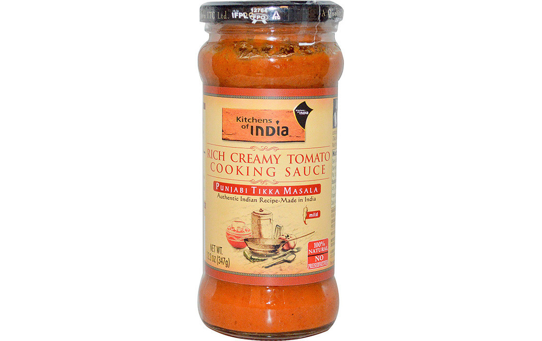 Kitchens Of India Rich Creamy Tomato Cooking Sauce Punjabi Tikka Masala   Glass Jar  347 grams